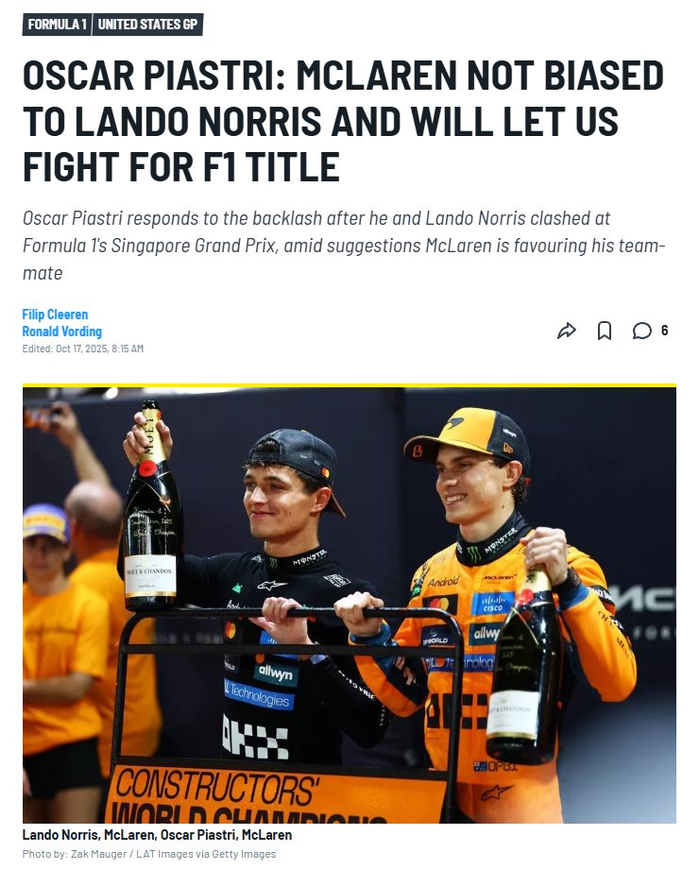 包含威廉姆斯逆转迈凯伦，皮亚斯特里扛起全队的词条